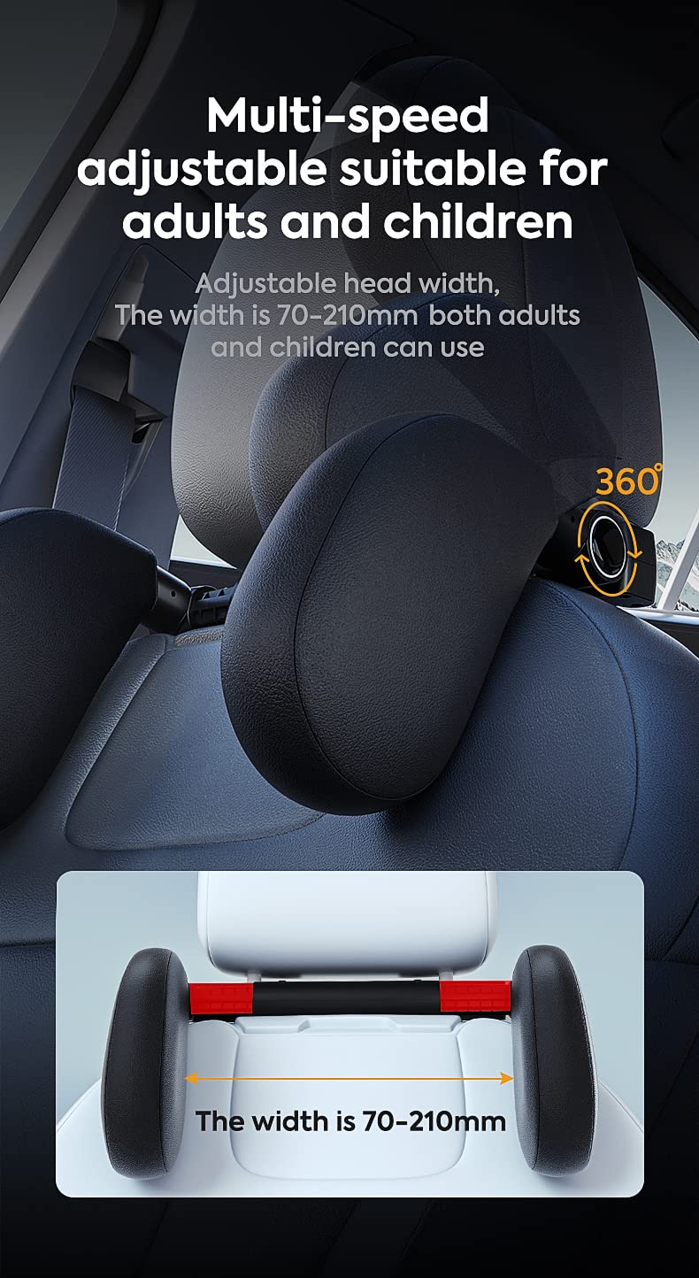 ZOKOE neck pillow kids headrest car kids Quick installation and removal in 1 minute Breathable and soft Supports head and neck Travel Sleep side pillow for adults (Black)