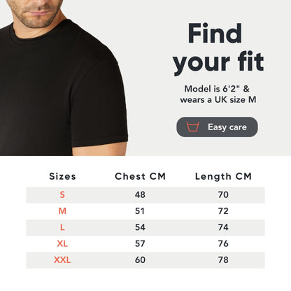 FM London 3/5-Pack Mens T Shirt - Premium Weight T-Shirts for Men with Lightly Fitted Design - Super Soft - Made with 100% Cotton - Stretch Fit for Any Occasion - Durable Comfort Fit