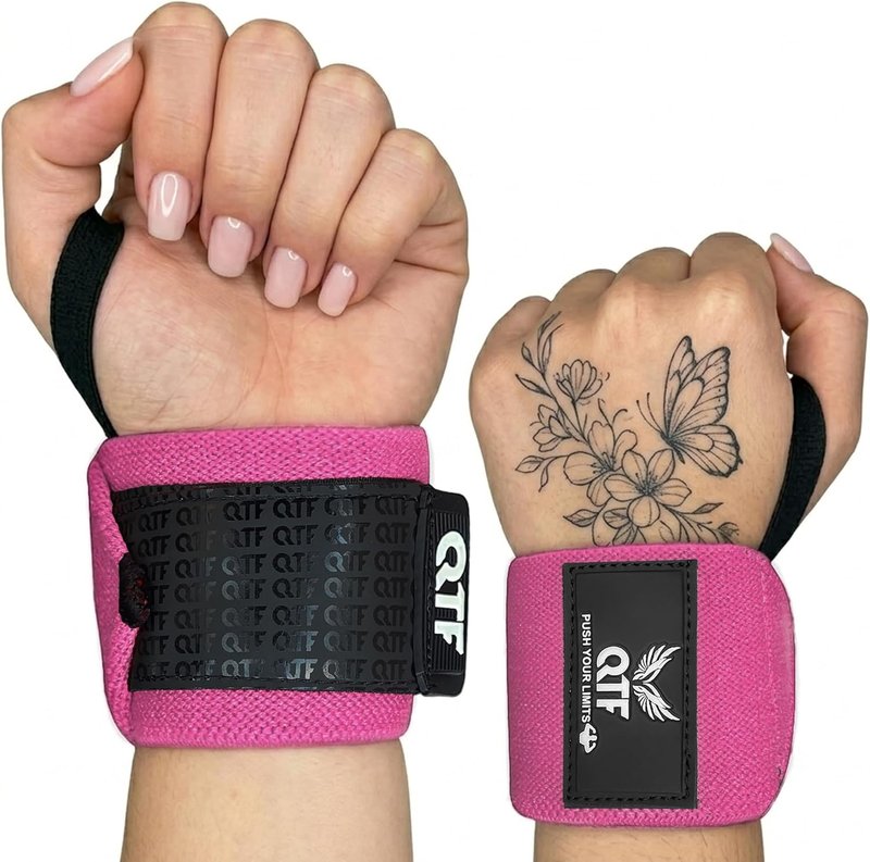 QTF Wrist Wraps for Weightlifting - Heavy-Duty 12" Support with Thumb Loop | Ideal for Strength Training & Bodybuilding