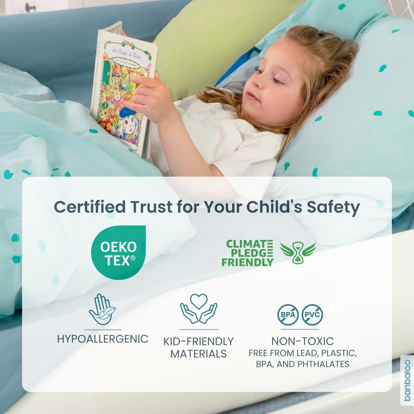 BANBALOO | Toddler Bed Guard - Classic Model | Bed Bumper for Toddlers | Lightweight, Comfortable Bed Barrier | Toddler Safety Bed Guard for Twin, Queen, King Size Beds | Anti-Fall Bed Barriers
