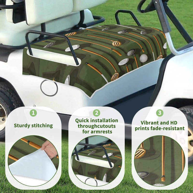 Obtravar Golf Golf Cart Seat Covers Club and Ball Sport Theme Non Slip Washable Golf Cart Seat Towel Blanket Fits All 2 Seats Golfs Club Carts Club Accessories, 51"x31"