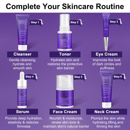 Skin Care Set,6Pcs Professional Womens Teens Tighten Lift Firm Skincare,Hydrate Anti-Aging Facial Routine Kit Travel Gift Set,Birthday Christmas Secret Santa Gifts for Women Teenage Girl Wife Mom