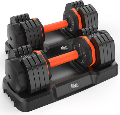 25LB 55LB Adjustable Dumbbells Set, 5LB to 25LB Dumbbell Pair,15LB to 55LB Weight Set of 2, Home Gym 50lbs/110lbs, Anti-Slip Handle for Exercise Equipment