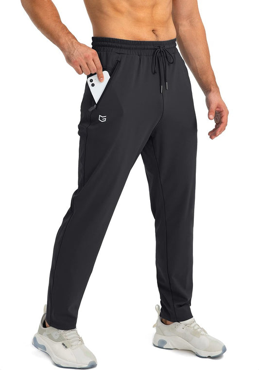 G Gradual Men's Sweatpants with Zipper Pockets Tapered Joggers for Men Athletic Pants for Workout, Jogging, Running (Black, Small)
