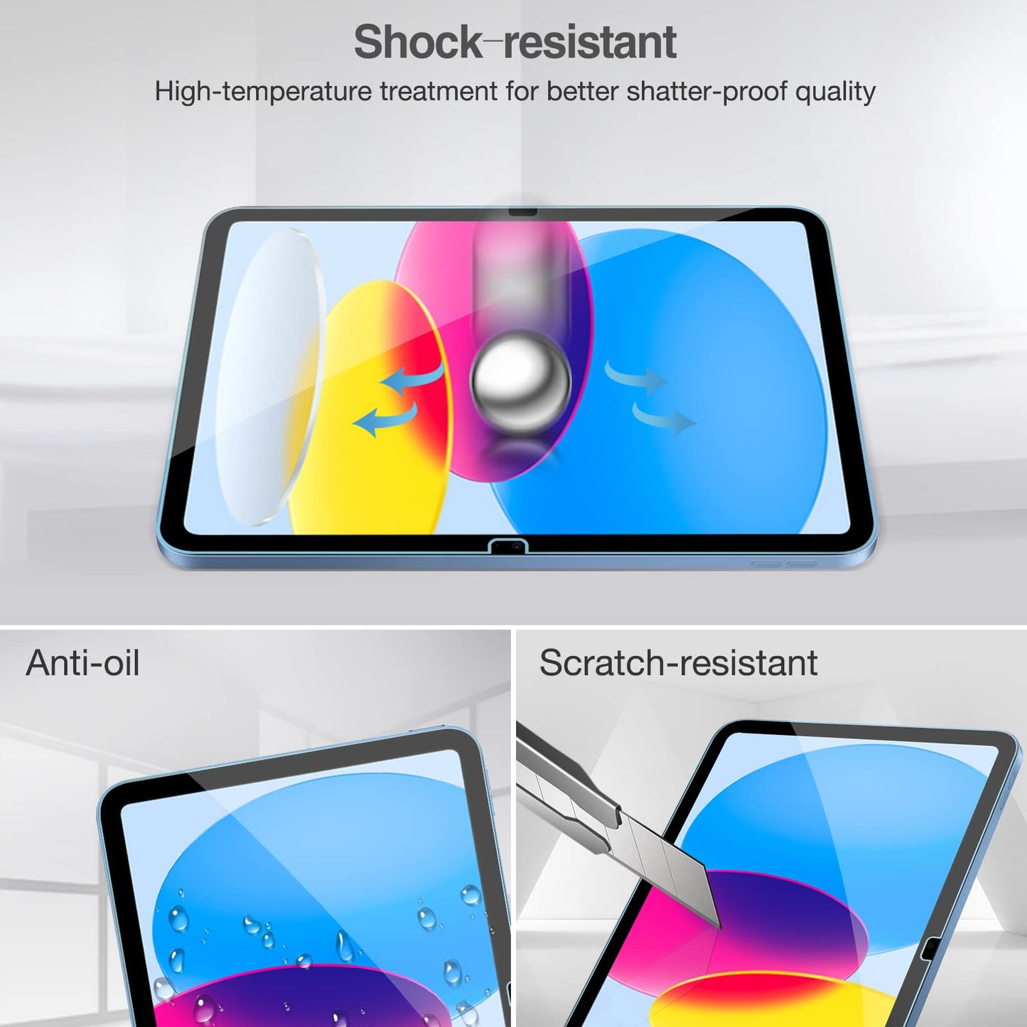 ProCase 2 Pack Screen Protector for iPad 9th 8th 7th Generation 10.2 Inch (2021/2020/2019), Tempered Glass Film for A2602 A2603 A2270 A2197 -Clear