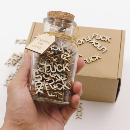 fuc k jar（5oz）Gift Jar,Fuc ks to Give,Fuc k Wooden Cutout Letter Piece Bad Mood Vent Spoof Birthday Day,Holiday, Thanksgiving Christmas Gifts to Friend,gag Funny Gift