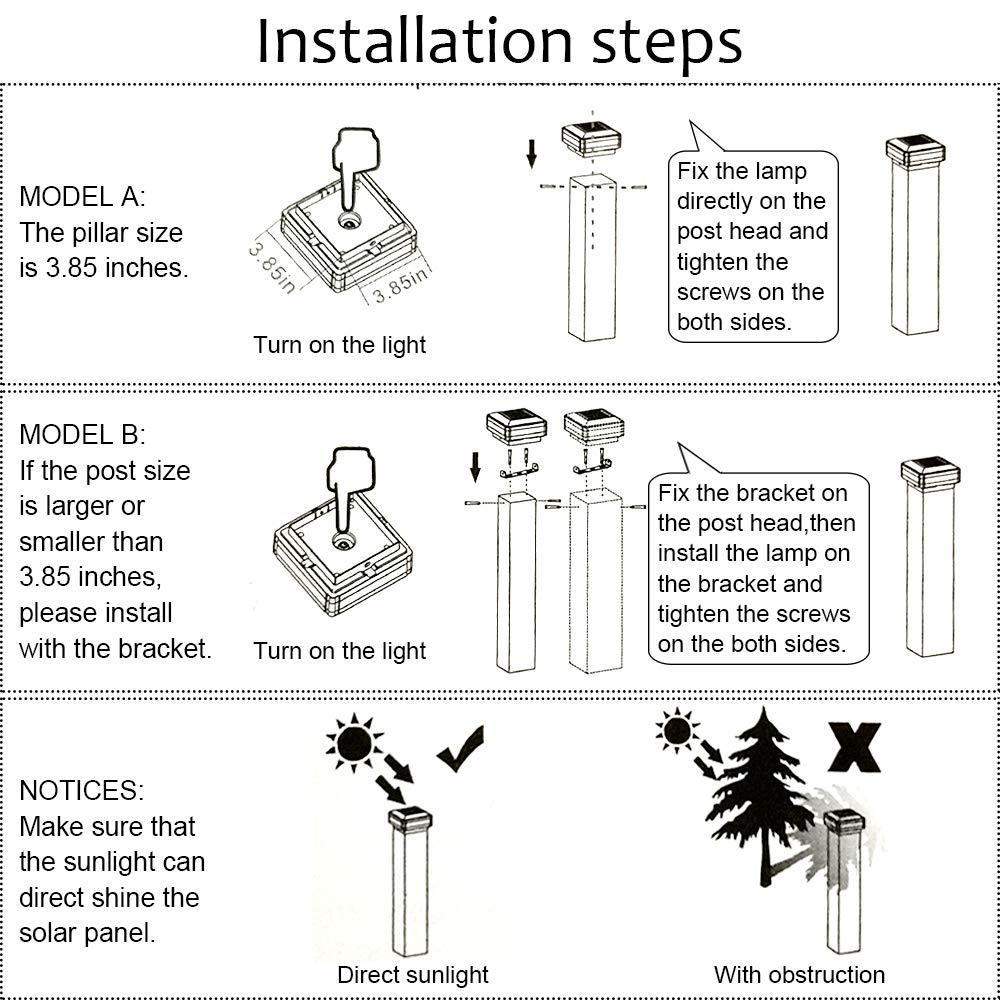 Solar Post Lights,GEYUEYA Home Solar Post Cap Lights Fence Lights Outdoor for 4x4 3x3 3.5x3.5 5x5 6x6 inch Wooden Posts Deck Patio Garden Yard Decoration Waterproof Pure White Blue Lamp
