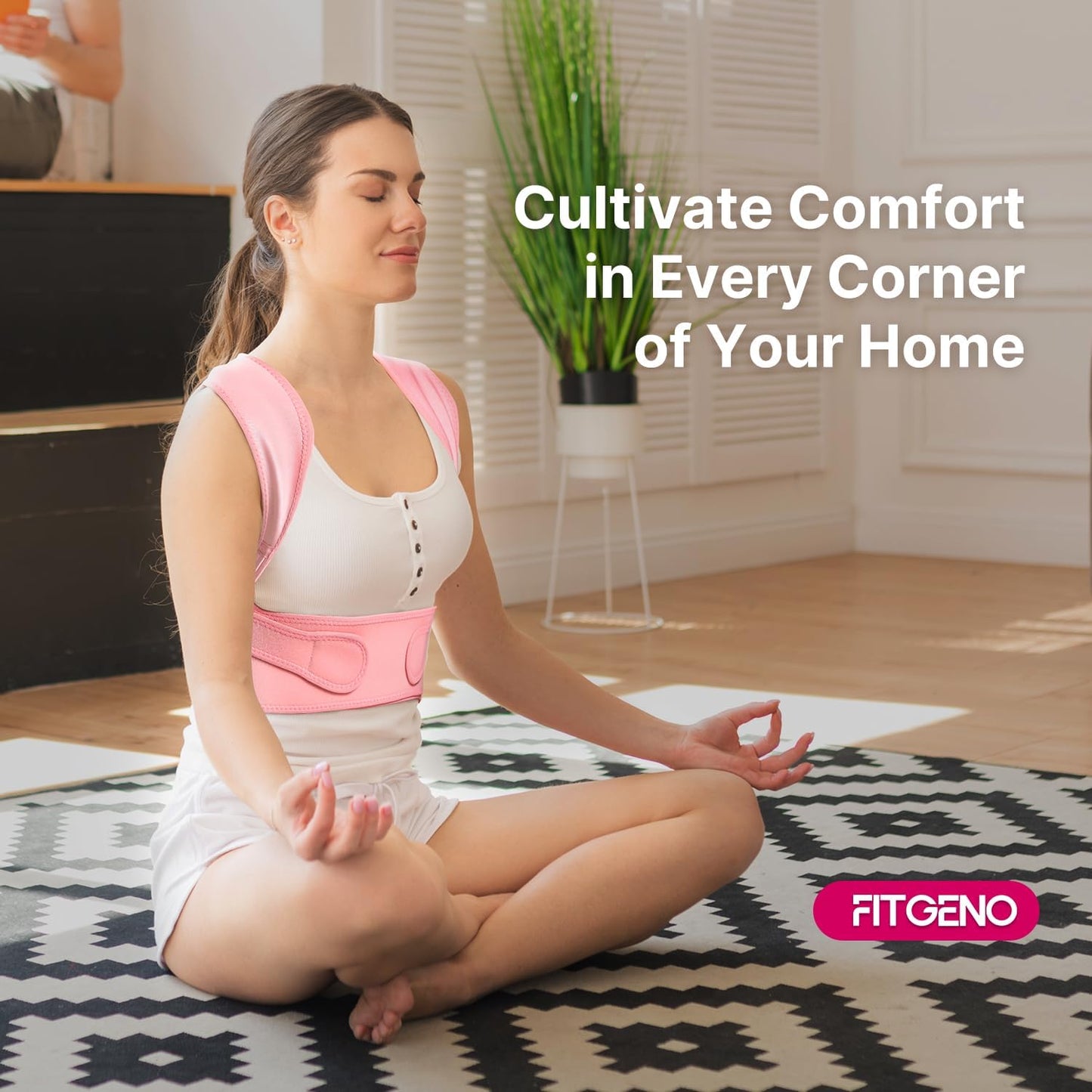 Fit Geno Posture Corrector for Women: Adjustable Lightweight Upper Back Brace for Neck Shoulder & Upper Back Pain Relief - Improve Posture Correct Hunchback Slouching Kyphosis Invisible Under Clothes (XS/S Under Bust 26"-37")