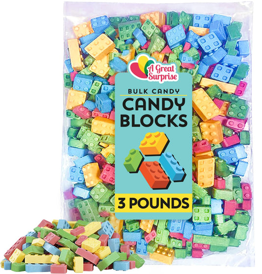 Building Blocks Candy - 3 Pound Bag - Building Block Candies - Candy Bricks Assorted Flavors - Edible Blocks Assortment