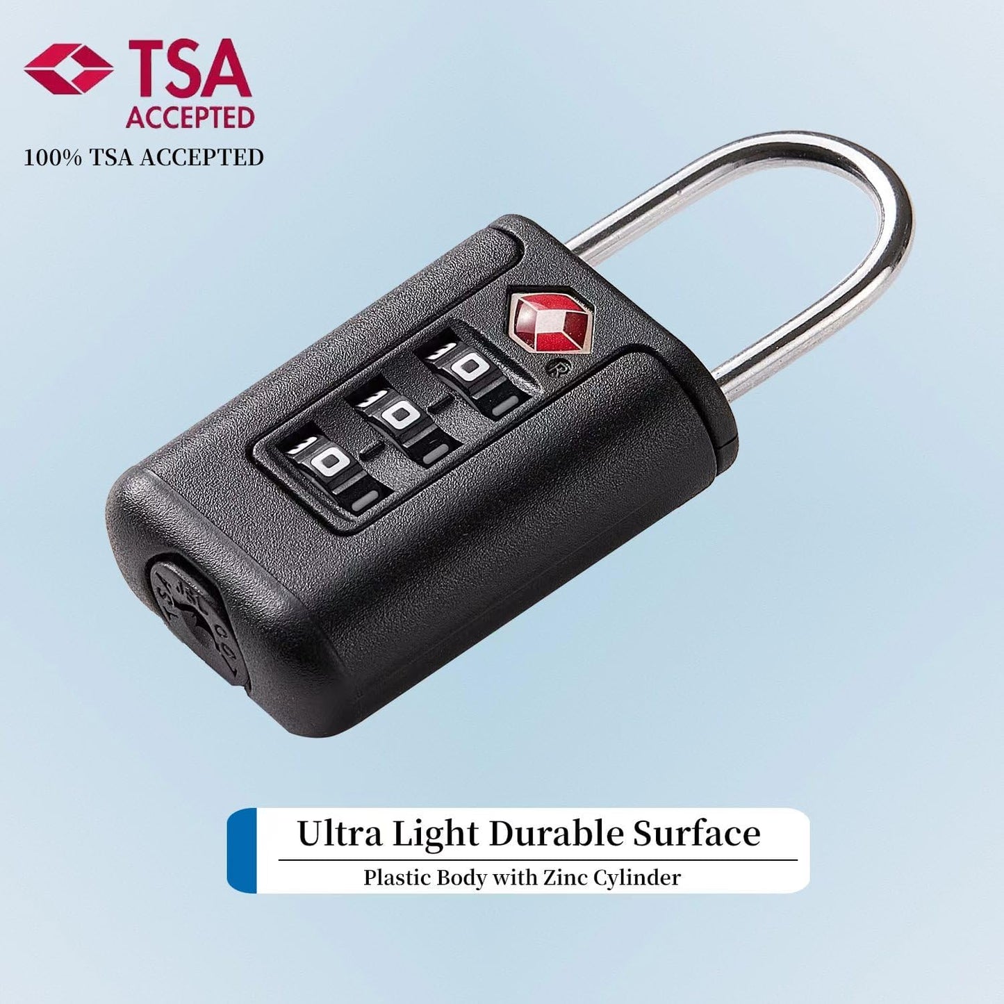 EASTDEER TSA Approved Luggage Locks - Combo Locks with Code (Black)