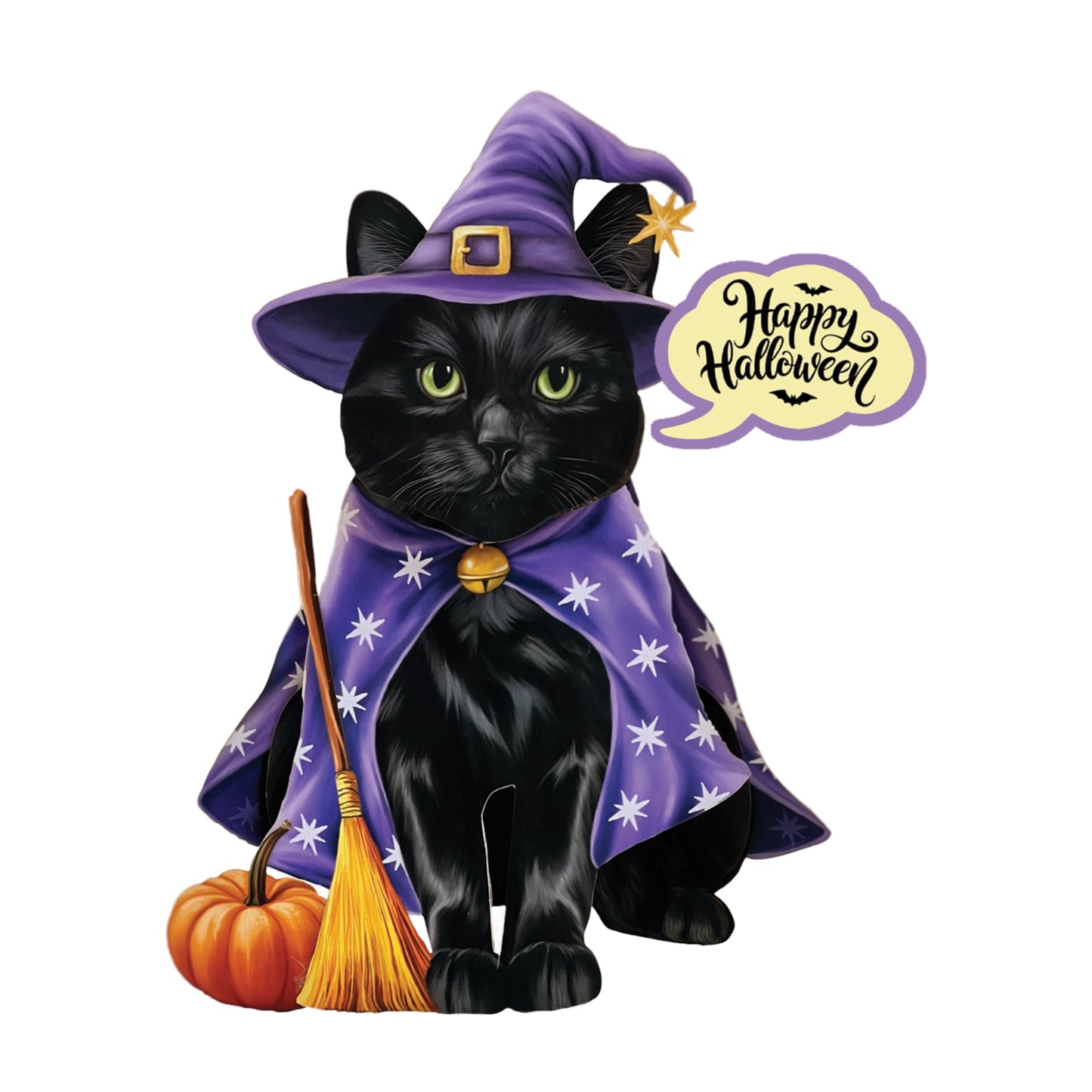 Freshcut Paper Pop Up Cards, Mini Halloween Cat, 6 Inch Mini Sized 3D Cat Gifts, Popup Greeting Card, Halloween Cards, October Card, Blank Notecard & Envelope
