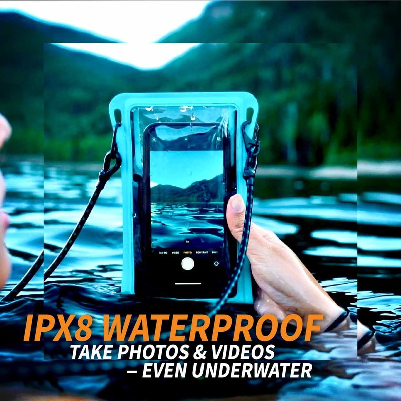 Stash7 Waterproof Phone Pouch w/Long Lanyard | IPX8 Adventure Grade Cellphone Dry Bag Case, Fits iPhone 15 Pro Max,14 Pro Max, 13 Pro Max, XS, XR, Galaxy S21, for Snorkeling, Kayaking, Cruise Black