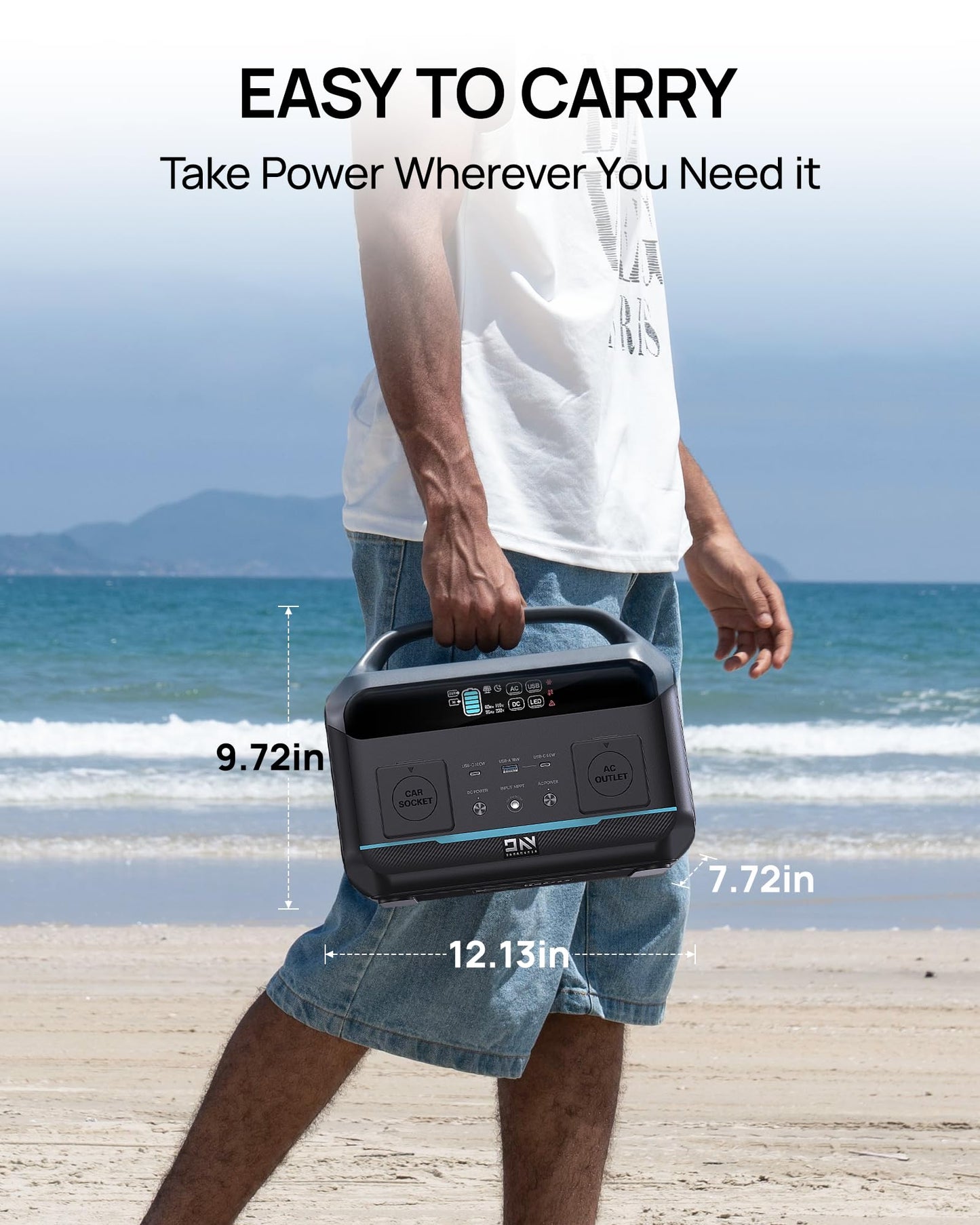 DaranEner Portable Power Station 56000mAh, 179.2Wh LiFePO4 Battery Backup w/ 2 300W (Peak 600W) AC Outlets, 1.5hrs Fast Charging, Power Bank for Hurricane Emergency/Outdoor Camping/RVs/Home Use