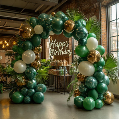 Bezente Green Balloons Latex Party Balloons - 100 Pack 12 inch Round Helium Balloons for Christmas Dark Green Themed Wedding Graduation Birthday Party Backdrop Decorations