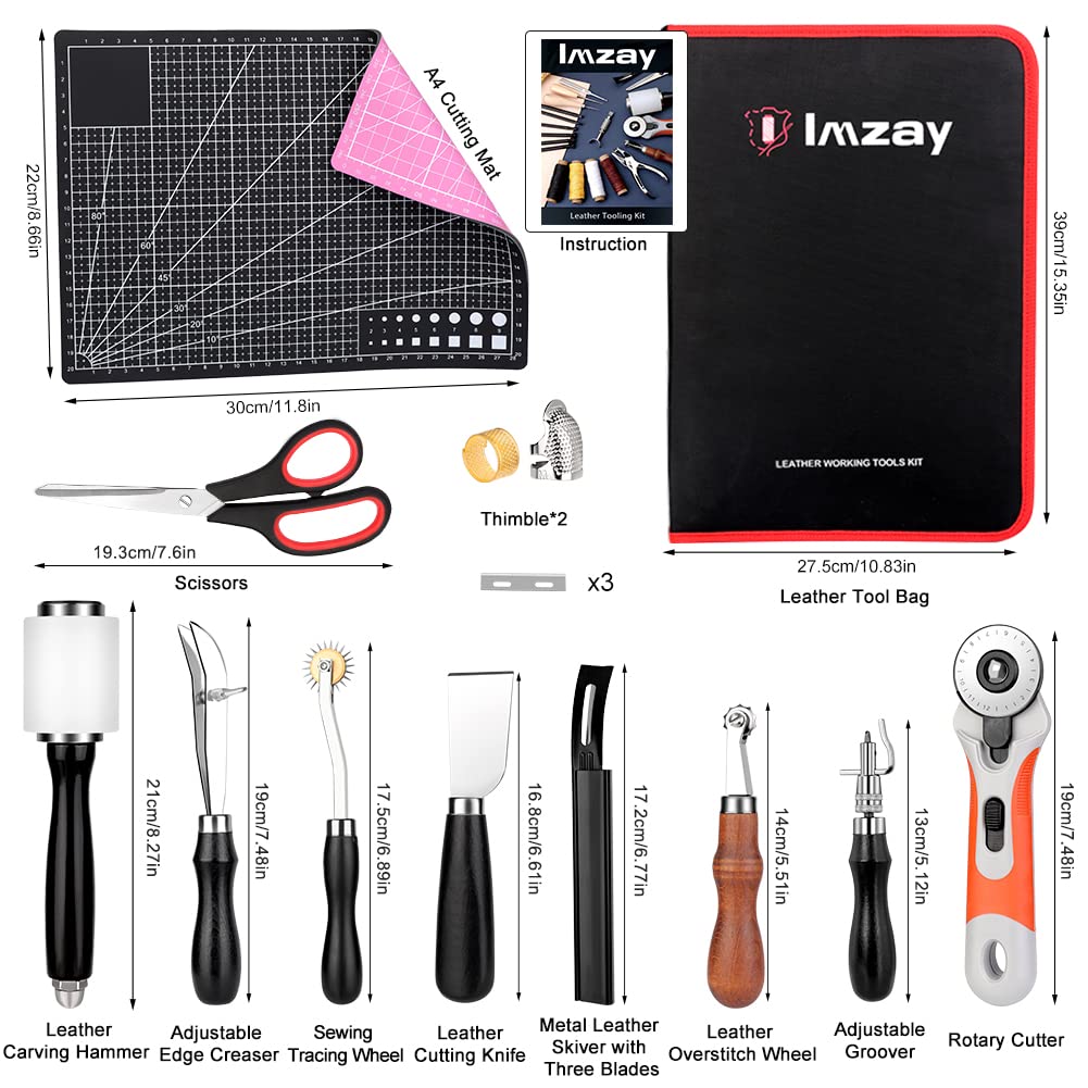 IMZAY 415 PCS Leather Working Kit, Leather Tool Kit, Leather Crafting Kit with Leather Working Tools Punching Sewing Stamping Sanding Tools for Leather Working Professional