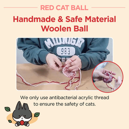 JAYU PET Red Cat Ball [W/O Bell Version] - Handmade Silvervine Cat Toy with Catnip, Interactive Matatabi Ball for Indoor Cats & Kittens, Feline Play Toy & Gift (2.7 inch)