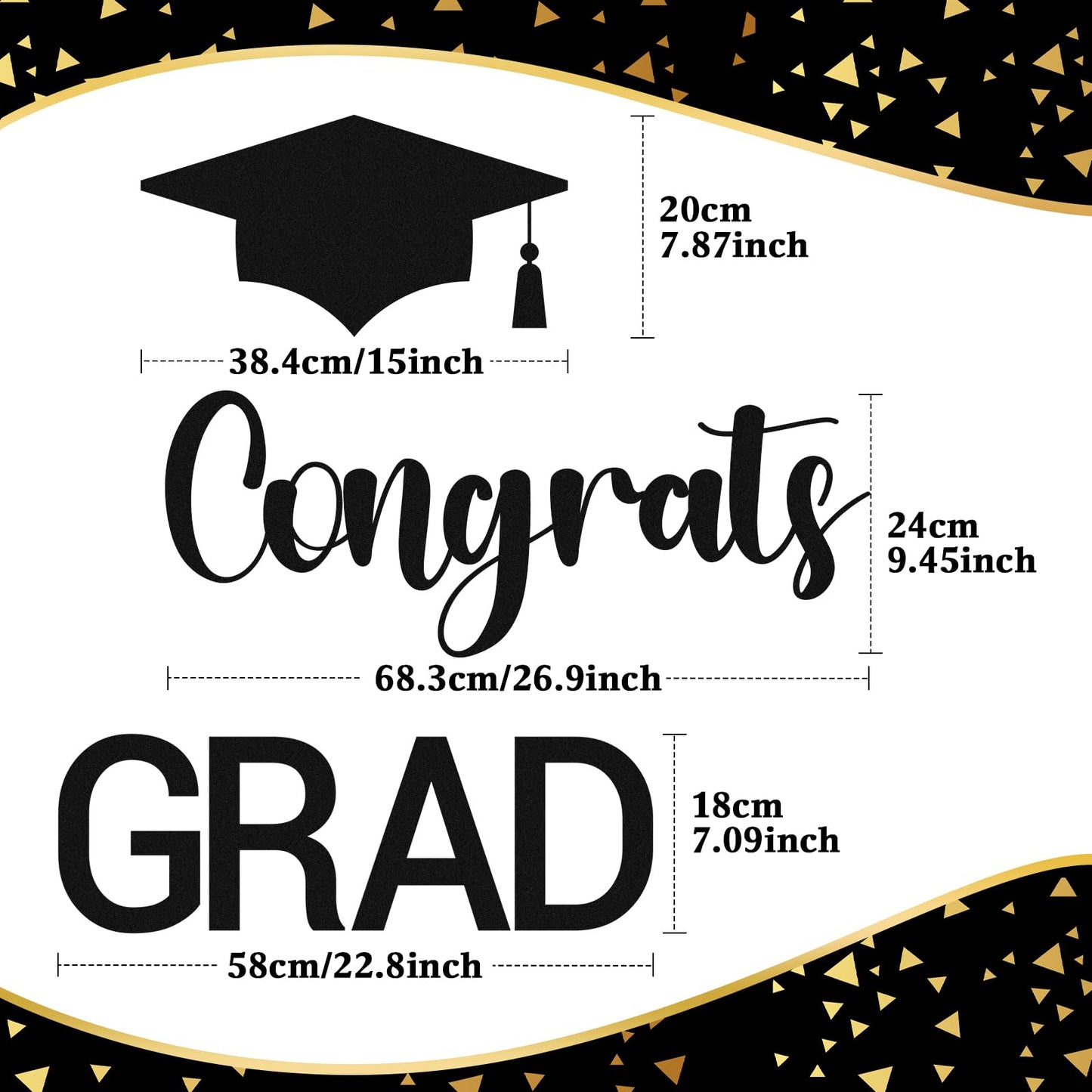 Epakh 2026 Graduation Party Decal Sign for Backdrop Letters Peel and Stick Graduation Sticker for Balloon Arch Decorations Party Sign Wall Decor(Black)