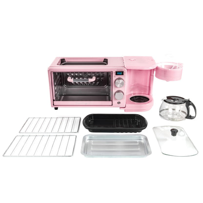 Nostalgia 3-in-1 Breakfast Station - Includes Coffee Maker, Non-Stick Griddle, and 4-Slice Toaster Oven - Versatile Breakfast Maker with Timer - Aqua