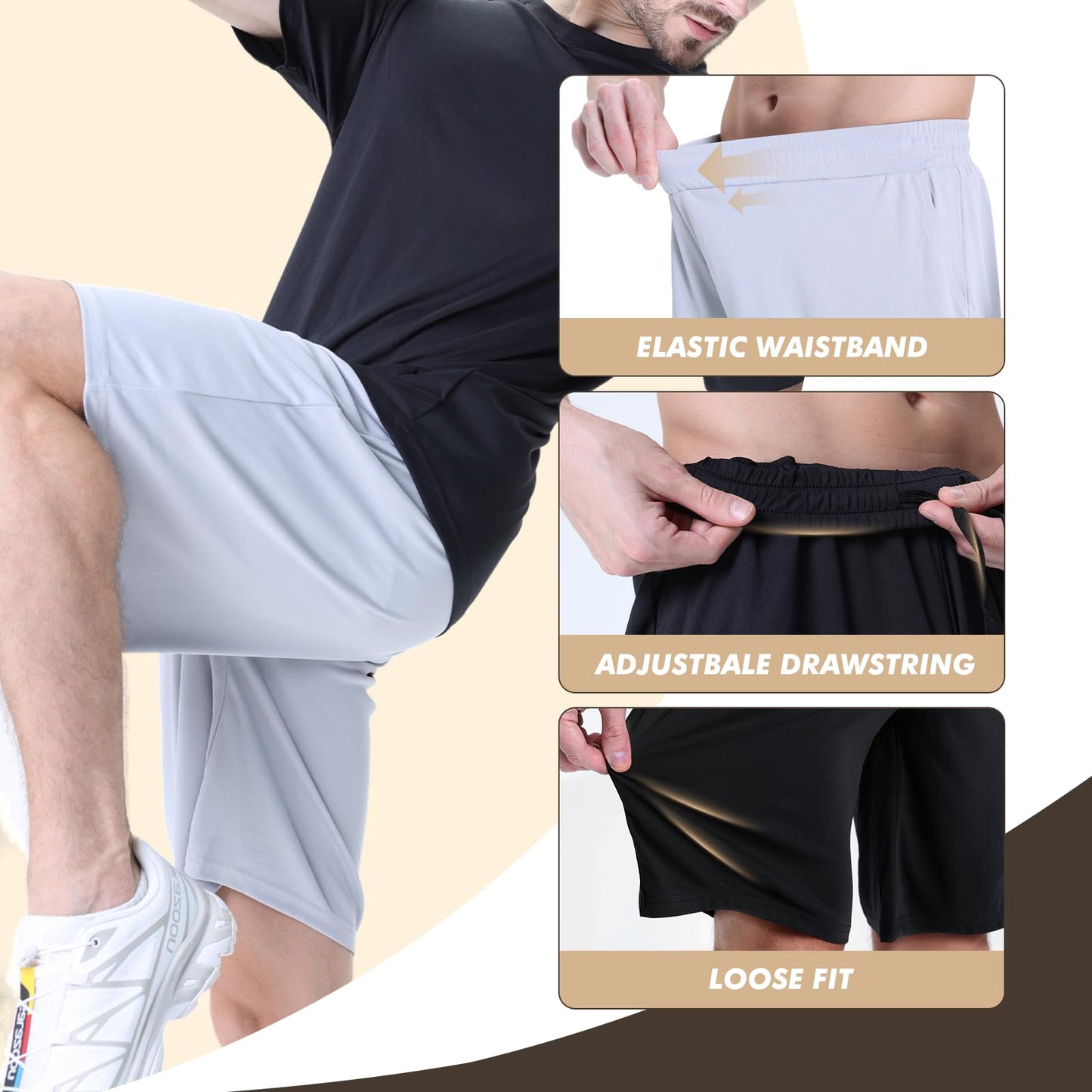 7 Pack Mens Athletic Shorts - Gym Basketball Running Workout Quick Dry Black Shorts with Pockets for Casual Performance
