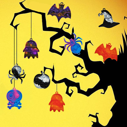 DZLUSJ 30pcs Halloween Mini Pop Keychain Fidget Toys - Rainbow Silicone Simple Fidget Toys - Halloween Decorations and Party Favor