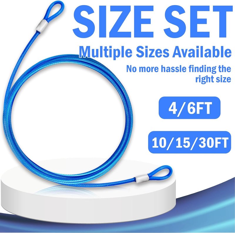 Steel Security Cable - 4FT (3/16 Inch) Weatherproof Wire Rope for Luggage, Bike Lock & Outdoor Gear | 2 Pack