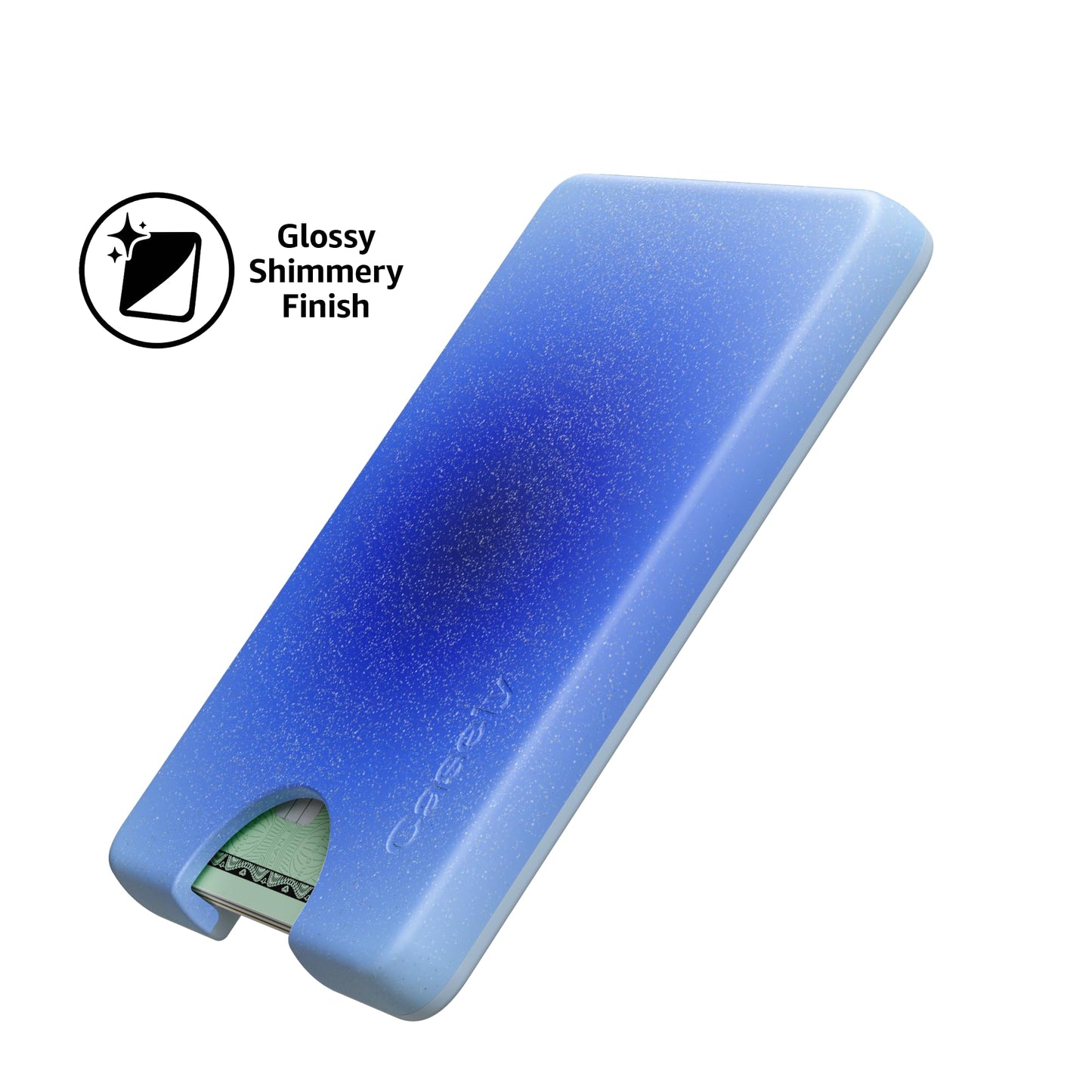 Casely MagWallet | Starfish Wishes | Coral Pink Shimmer | Slim Wallet Card Holder | Compatible with MagSafe | Soft-Touch Hard Silicone | Holds Up to 3 Cards