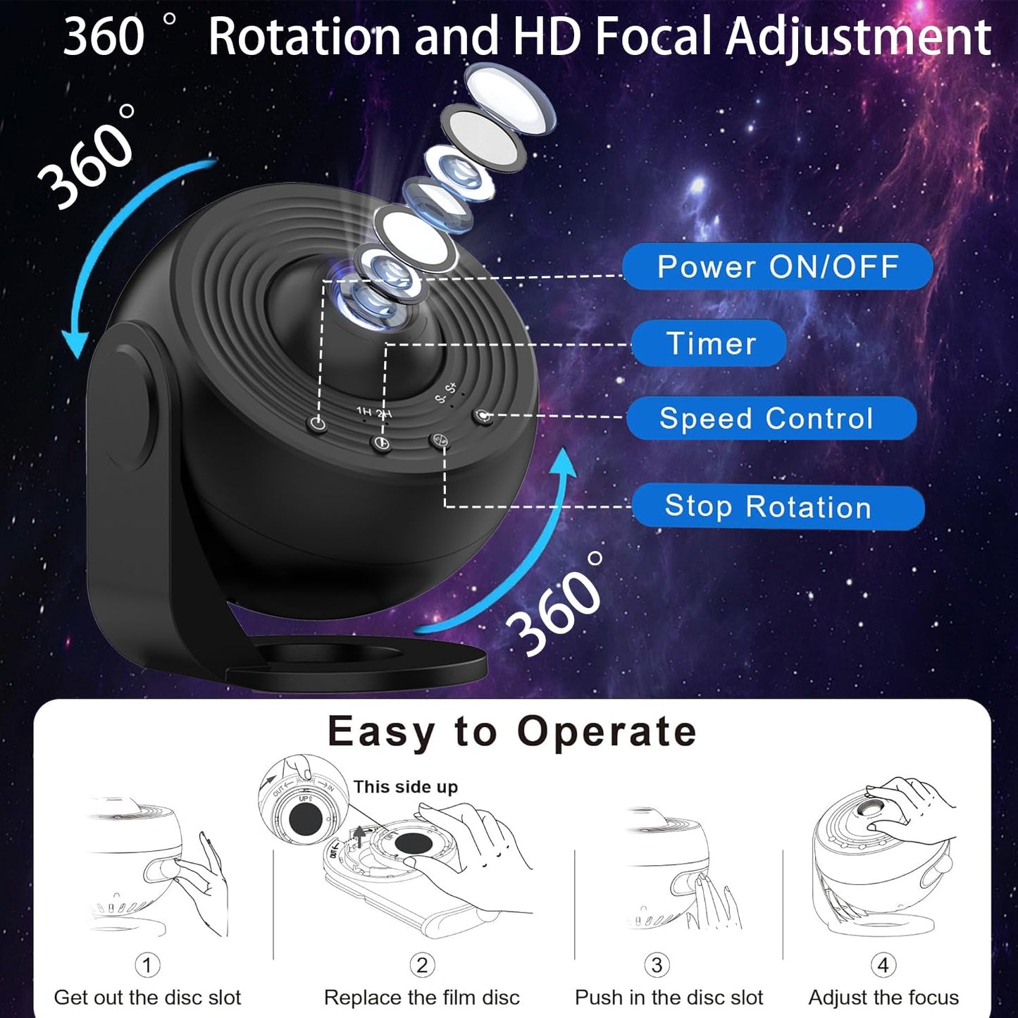 Galaxy Projector, 13 in 1 Planetarium Star Projector Realistic Starry Sky Night Light with Solar System Constellation Moon for Kids Adults Bedroom Ceiling Home Theater Living Room Decor
