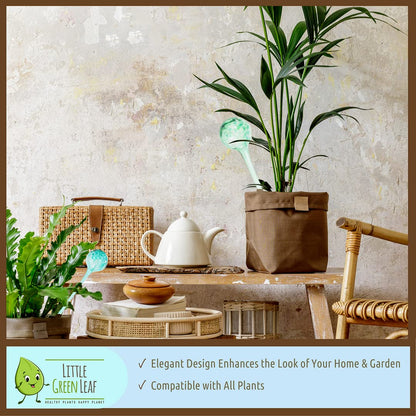 LGL Plant Watering Globes - Automatic Self Watering Globes. Decorative Self Watering Planter Inserts Made From Hand-Blown Durable Glass. Self Watering Spikes to Support Plant Health. 4 Pack x 350ml.
