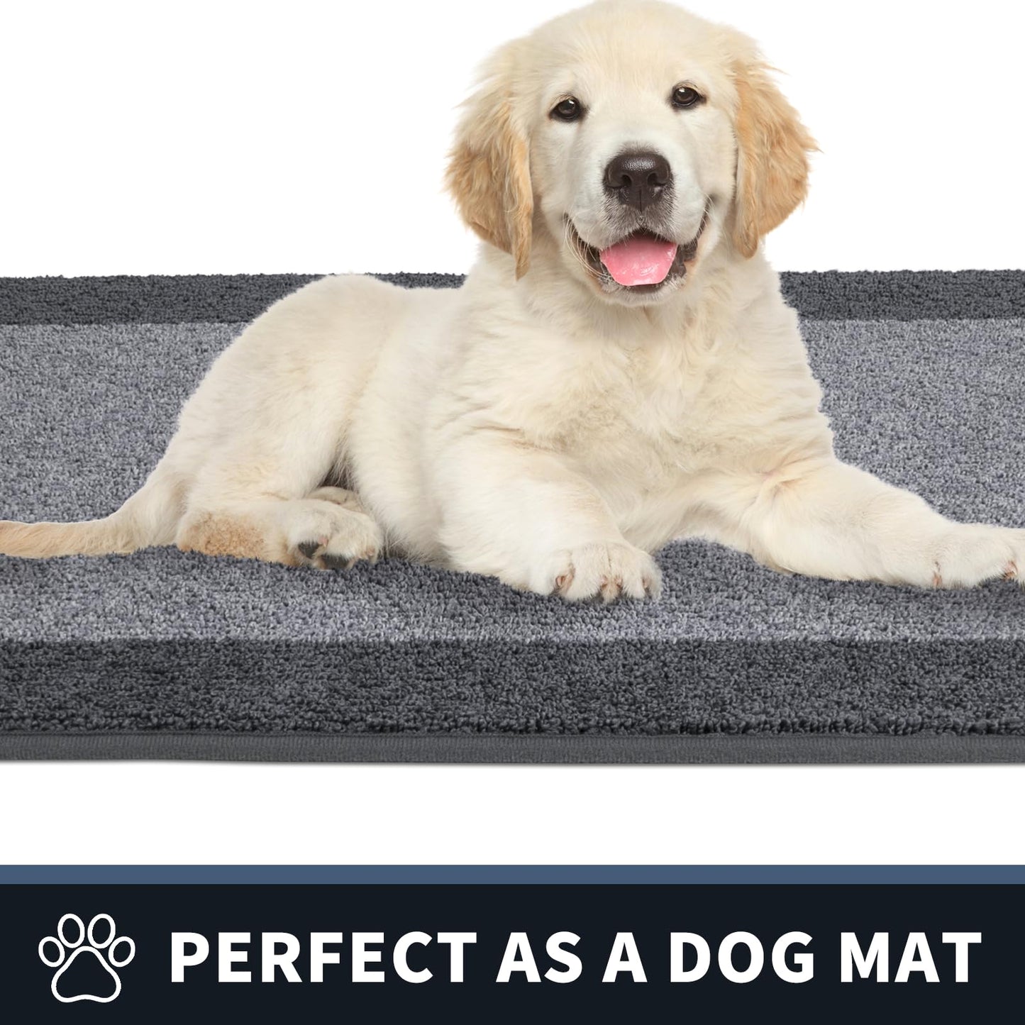PURRUGS Dirt Trapping Door Mat 20" x 32", Non-Slip Washable Entry Mat, Dog Doormat, Front Door Mat, Super Absorbent Entrance Mat for Muddy Shoes & Paws, Light Grey & Grey