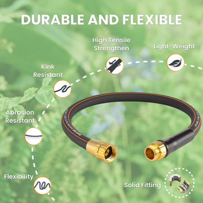 Giraffe Tools Garden Leader Hose 5/8 inch x 2.5ft, Short Water Hose Heavy Duty, Flexible, Lightweight Hybrid Hose with Bend Protection, Male to Female Fittings