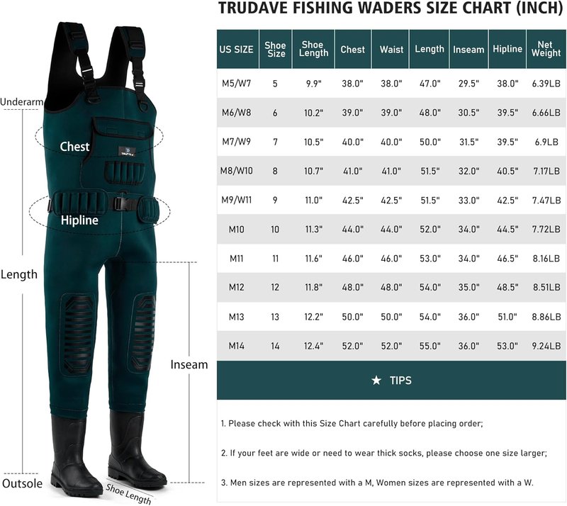 Chest Waders for Men & Women - Waterproof Neoprene Fishing & Hunting Waders with Boots