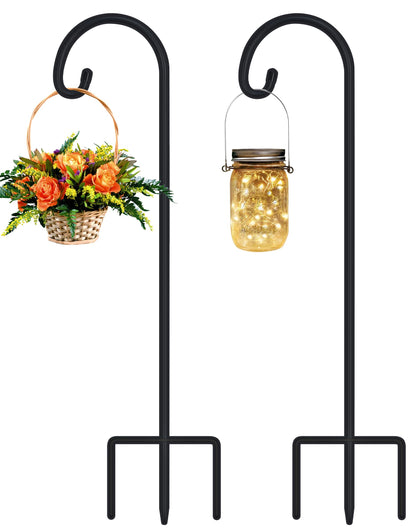 FEED GARDEN Adjustable 32 Inch Small Shepherds Hooks for Outdoor, Garden Hooks for Lanterns, Sheperds Hook for Hanging Plants, Bird Feeders, Solar Lights, Mason Jars, Weddings Decor,2 Pack