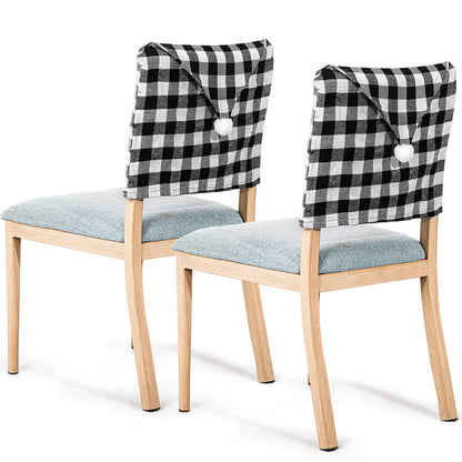 Queekay 6 Pieces Christmas Chair Back Covers Santa Hat Buffalo Plaid Christmas Dining Chair Protector Elastic Gingham Cover for Dining Kitchen(Black White)