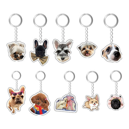 Eletizy Personalized Photo Dog Cat Acrylic Keychain Custom Keyring Backpack Pendant Gift (2inches)