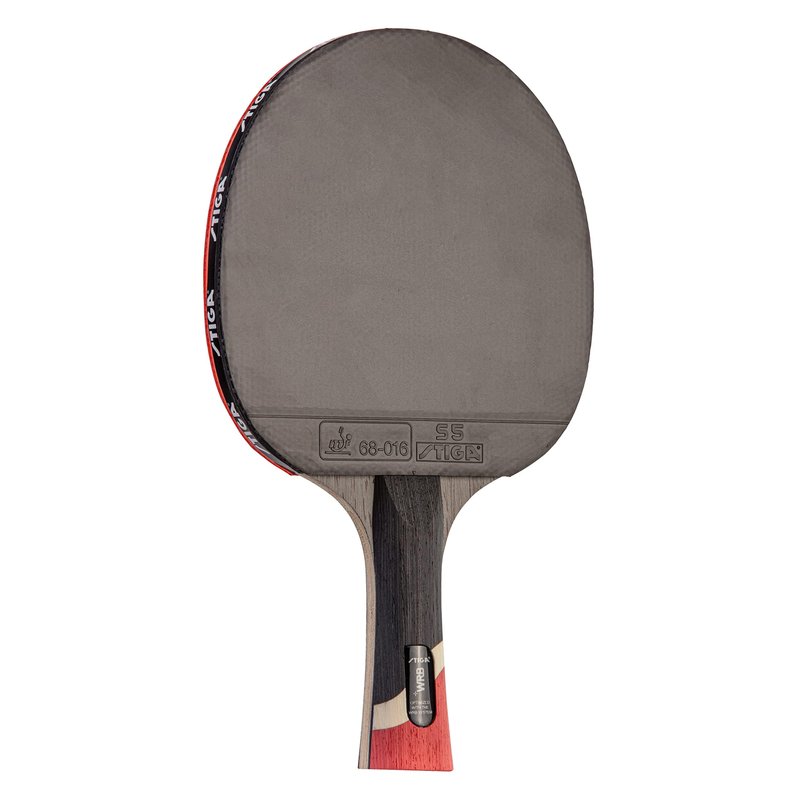 STIGA Pro Carbon Performance-Level Ping Pong Paddle with Carbon Fiber Blade and Extreme Spin for Tournament Play - Red and Blue Colors