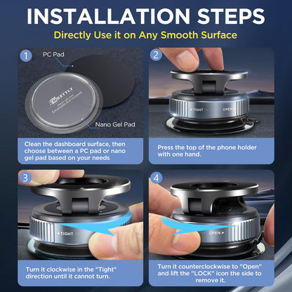 MSXTTLY Vacuum Magnetic Phone Holder for Car, 2025 Vmag-S1, Suction Phone Mount 360° Rotatable, Foldable & Adjustable, for iPhone 17 Pro MAX 16 15 14 13 12 & Android, Black