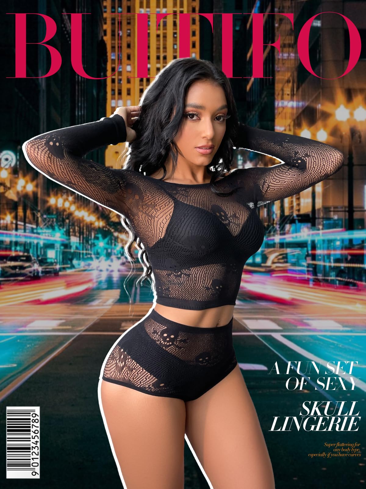 Buitifo Womens Lingerie Set Fishnet Babydoll Bodysuit Sexy Nightwear Skull Halloween Costume (Black,One Size)