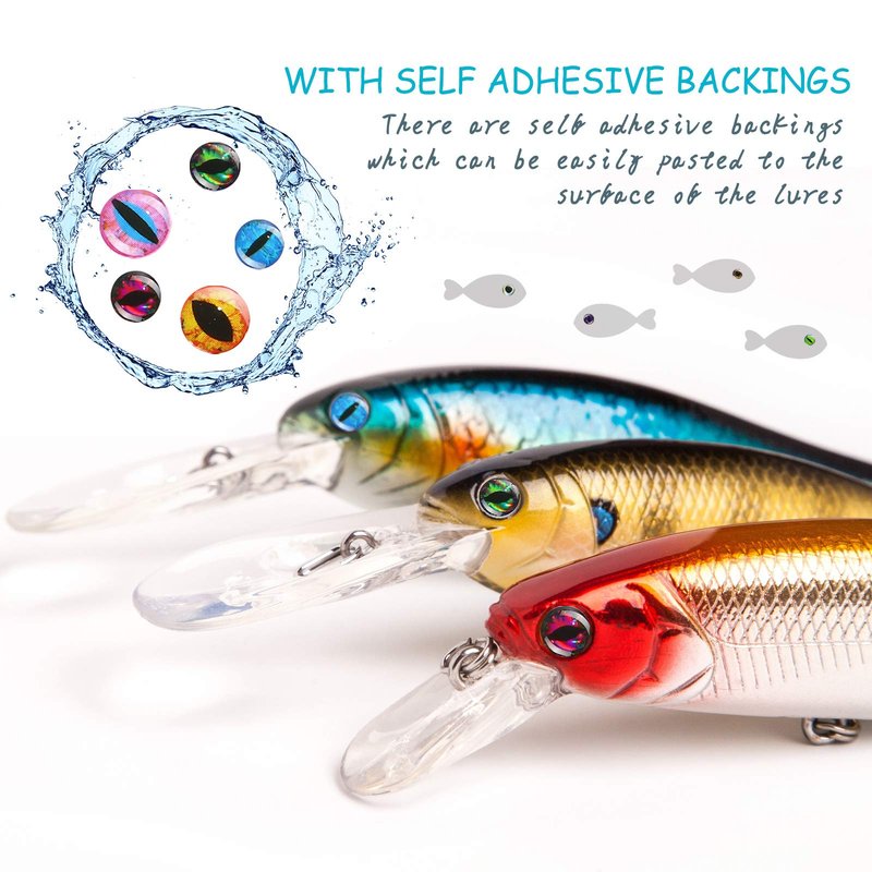 Skylety 2196 Pcs Fishing Lure Eyes 3D Artificial Eyes Stickers Assortment with 1 Piece Tweezer for Fishing Baits DIY Accessory, 3/4/ 5/6 mm