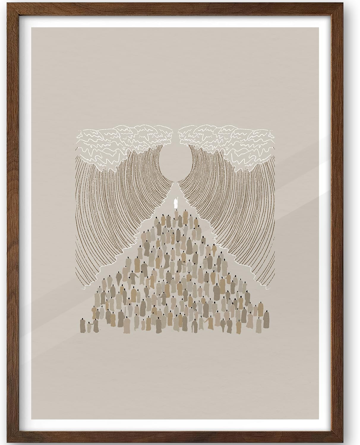 iHery Natural OAK Wood Jesus and Peter Walk on Water Framed Wall Art, 12x16 in Modern Sketch Bible Verses Canvas Art Decor, Beige Logs Boho Scripture 1Pack for Living Room Bedroom