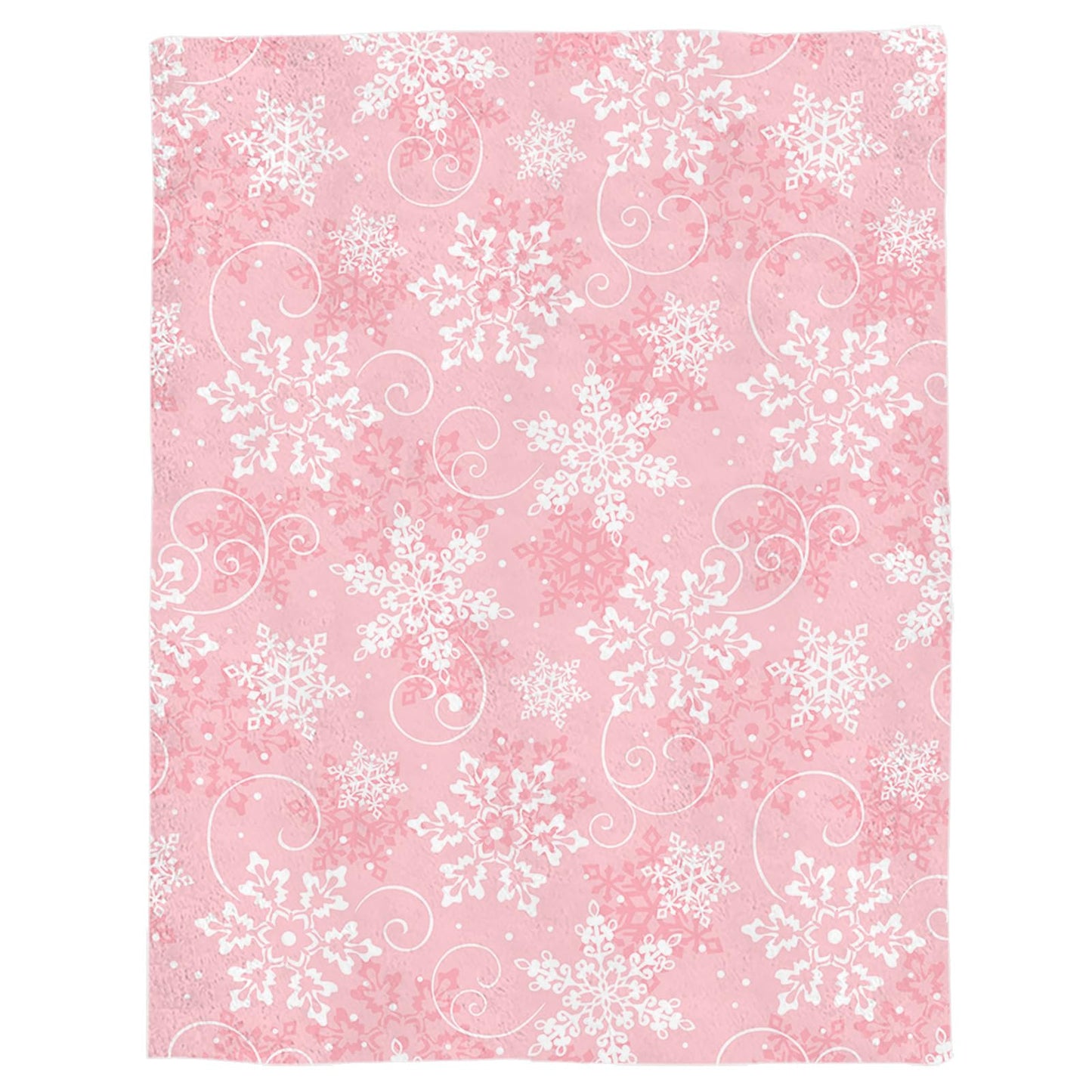 Christmas Throw Blankets, Pink White Snowflakes Pattern Soft Fleece Blanket Decorative for Home Sofa Couch Chair Living Bedroom,40x50 Inches, Winter