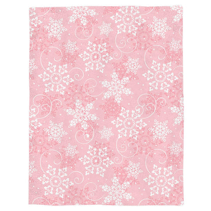 Christmas Throw Blankets, Pink White Snowflakes Pattern Soft Fleece Blanket Decorative for Home Sofa Couch Chair Living Bedroom,40x50 Inches, Winter
