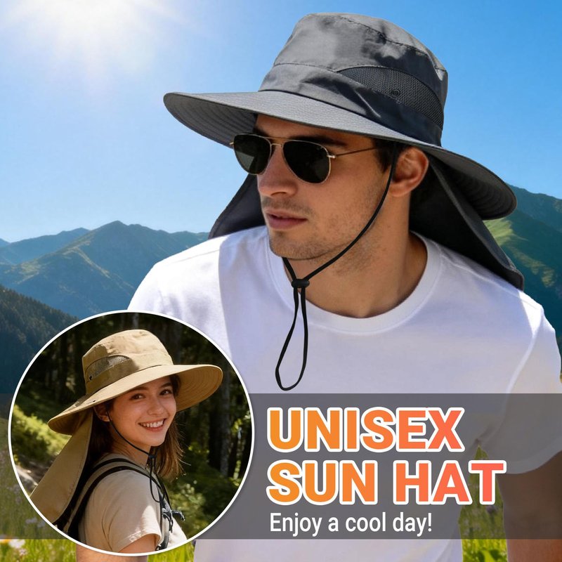 NPQQUAN Sun Hats for Men Women with Neck Flap UPF 50+ UV Protection Wide Brim Bucket Hat Safari Hiking Fishing Hats Darkgray（Neck Flap）