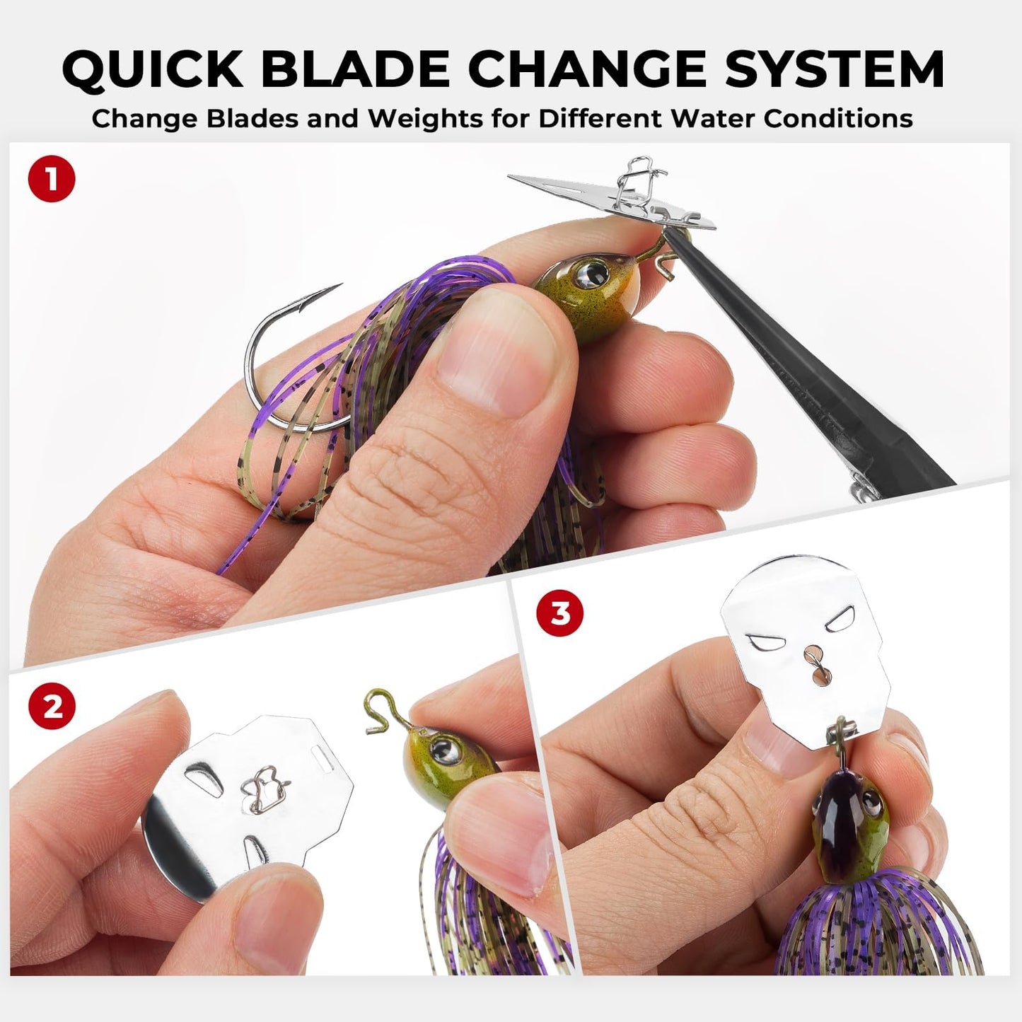 MadBite by KastKing Bladed Jig Fishing Lures, 5 pc Multi-Color Kits, Irresistible Vibrating Action,Sticky-Sharp Heavy-Wire Needle Point Hooks, 1/2 oz Sizes, Includes Storage Box
