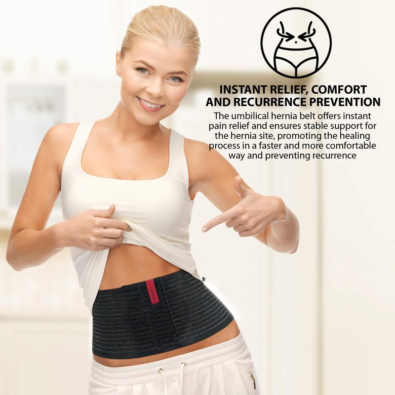 ORTONYX Umbilical Hernia Belt for Men and Women / 6.25" Abdominal Binder With Hernia Support Pad/Post-Surgical Belly Band - Black OX5241-3XL Plus Size