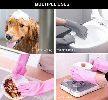 Pet Grooming Gloves - Soft and Durable Silicone Scrubber for Bathing, Hair Removal for Dogs, Cats, Horses