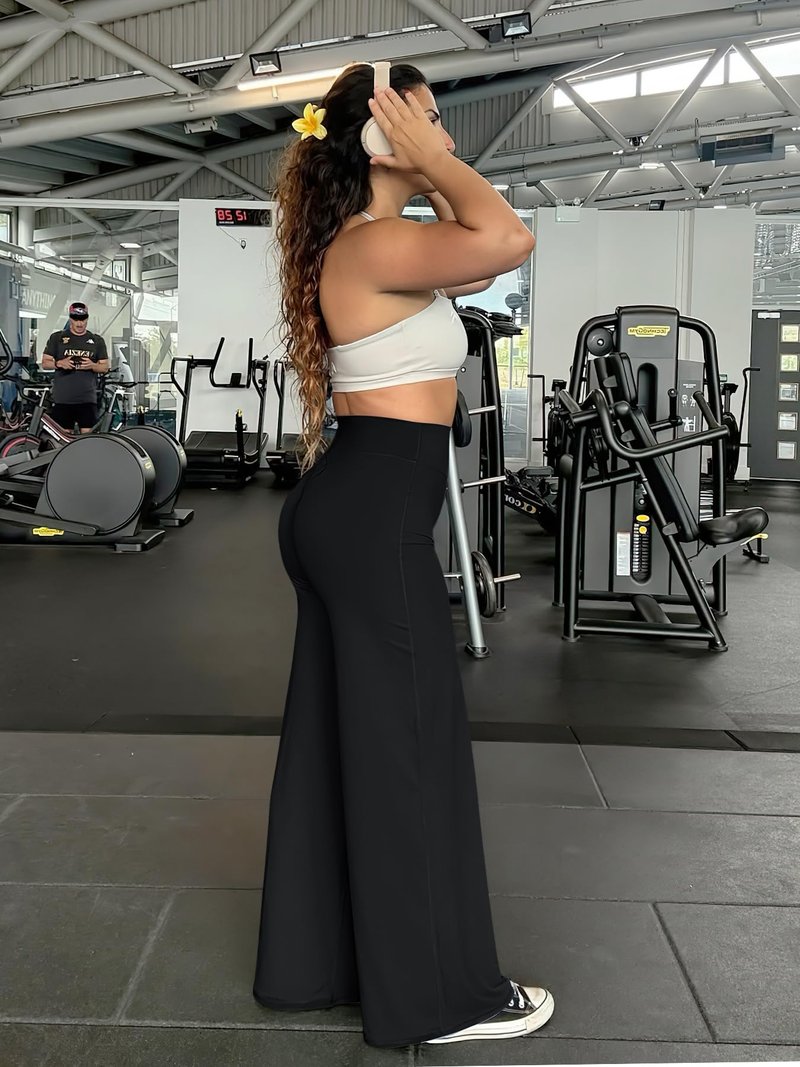 YEOREO Workout Leggings Womens No Front Seam Straight Leggings 33" High Waist Buttery Eddiy Gym Yoga Pants Black XXS