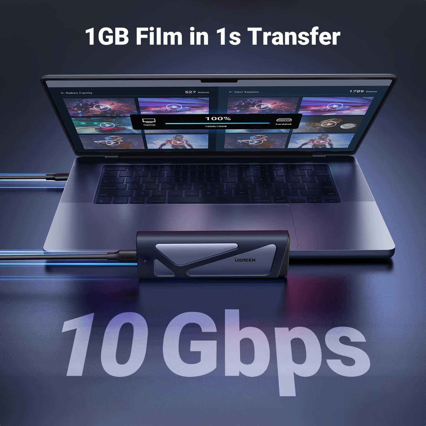 UGREEN M.2 NVMe & SATA Enclosure, USB 3.2 Gen 2 SSD Enclosure, 10Gbps NVMe External Caddy, Aluminum PCIe Adapter for M and M&B Key in 2230/2242/2260/2280 SSDs