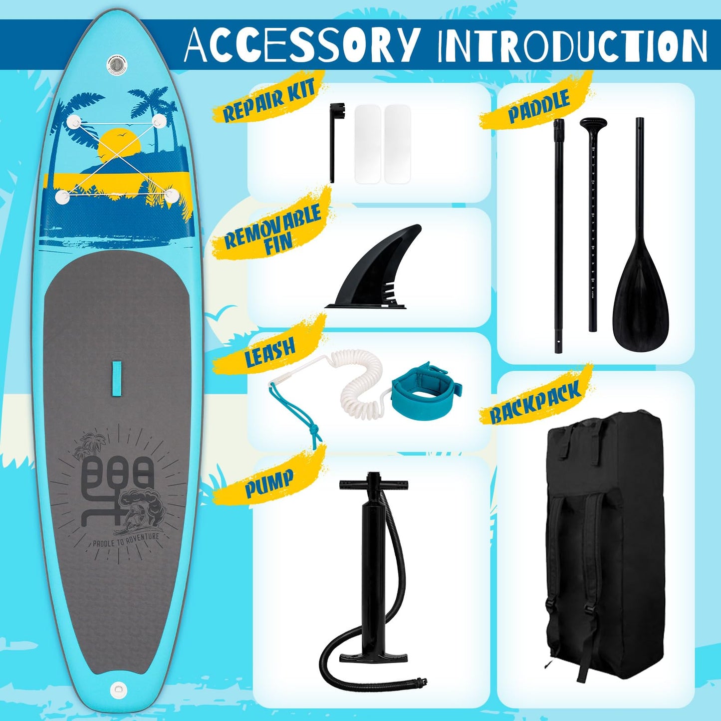 FunWater SUP Inflatable Stand Up Paddle Board Ultra-Light Inflatable Paddleboard with Accessories, Fin, Adjustable Paddle, Pump, Backpack, Leash