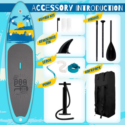 FunWater SUP Inflatable Stand Up Paddle Board Ultra-Light Inflatable Paddleboard with Accessories, Fin, Adjustable Paddle, Pump, Backpack, Leash