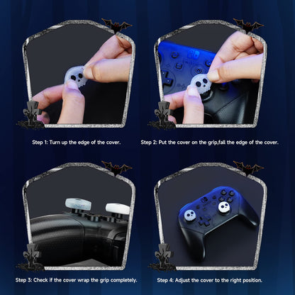 JINGDU Halloween Thumb Grip Caps for PS5/PS4, Switch Pro, Xbox Series X/S - Silicone Joystick Caps Cover, Game Controller Accessories, 4PCS Skull